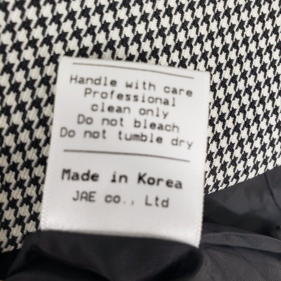 Storets Cropped Houndstooth Plaid Blazer Jacket S Womens Button Up Black White - Picture 9 of 9